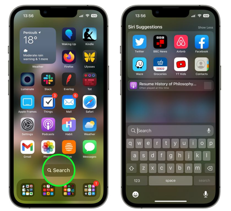青松乡苹果手机维修分享升级到 iOS 16 后，如何删除主屏幕上的搜索按钮 